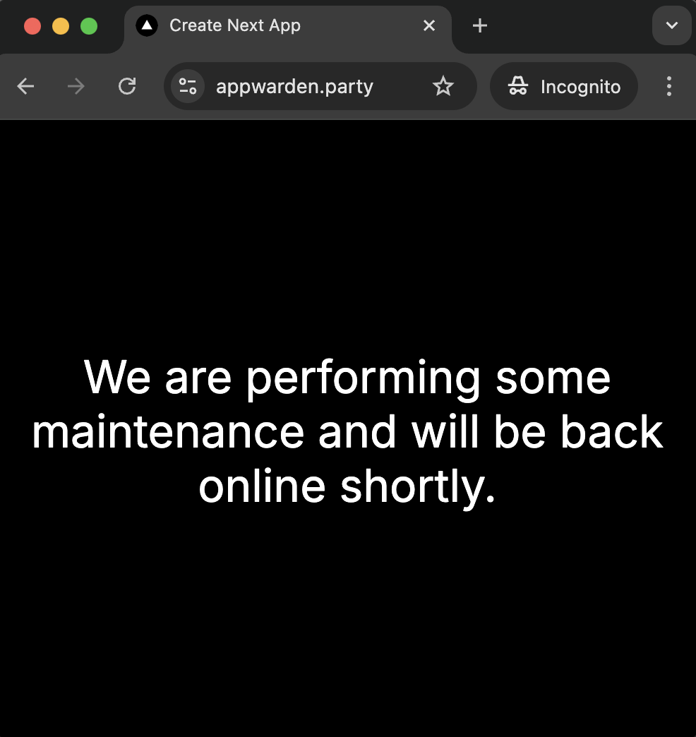 Create a lock page to inform users that your domain is temporarily unavailable